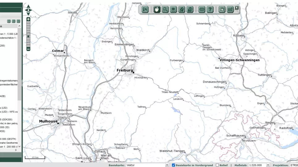 Visualisierung von Geodatendiensten im LGRB-Kartenviewer Darstellung des LGRB-Kartenviewers