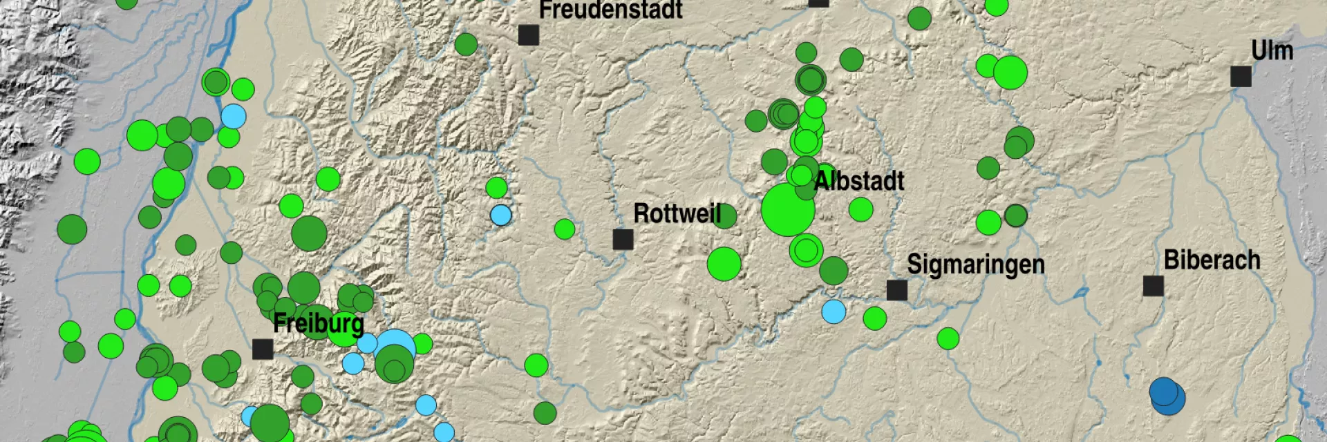 Ausschnitt Seismizität 2024 Baden-Württemberg