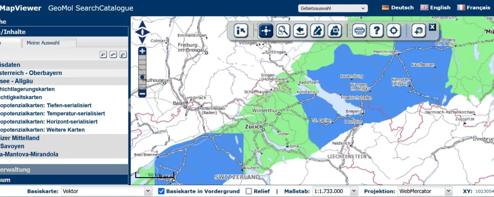 Darstellung der Internetanwendung zur Bewertung der Geopotenziale in den alpinen Vorlandbecken für die nachhaltige Planung und Bewirtschaftung der natürlichen Ressourcen (GeoMol)