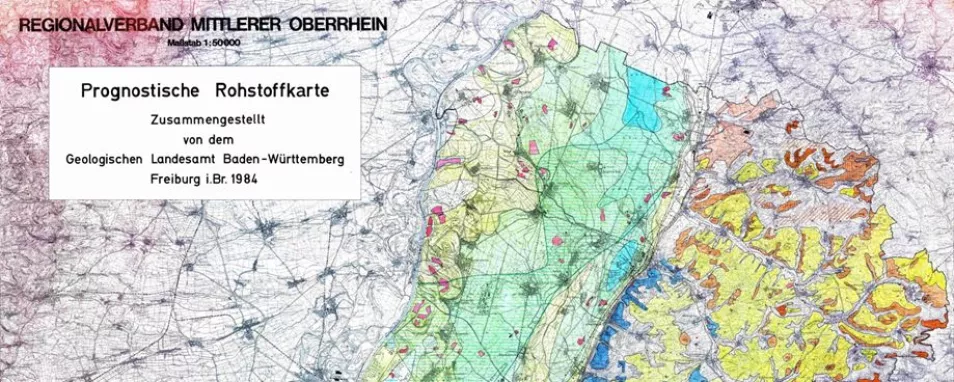 Ausschnitt aus einer prognostischen Rohstoffkarte aus dem Jahr 1984.